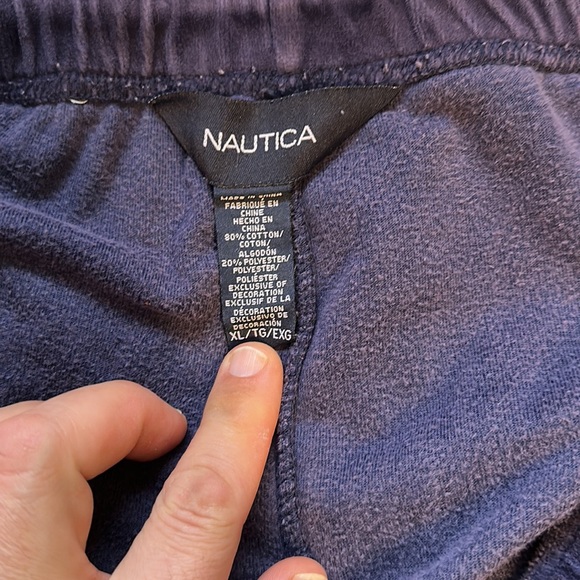 Nautica Mens Fleece Pajama Sleepwear Pants XL Navy Blue Pull On Drawstring Waist - Picture 3 of 3